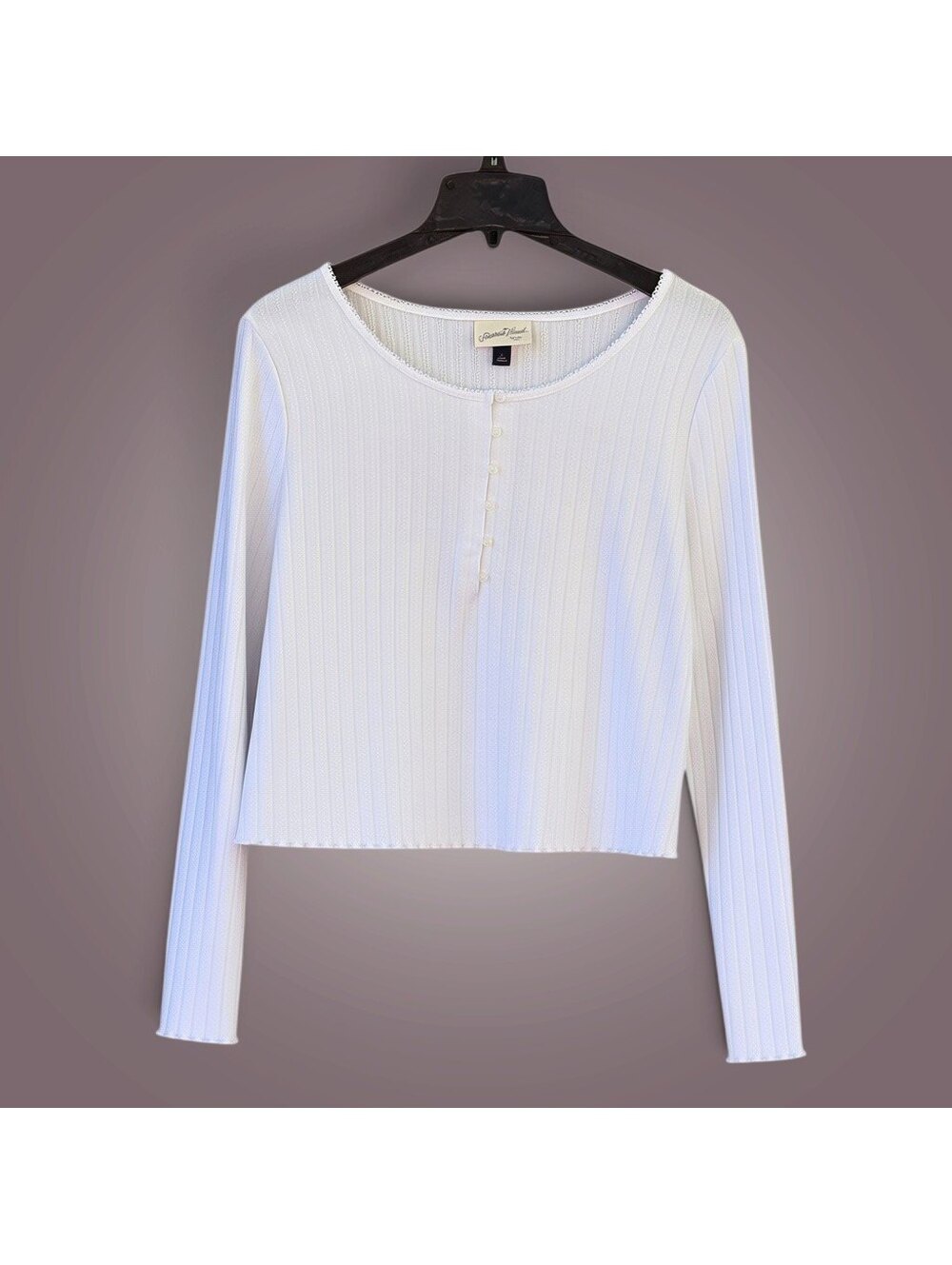 Universal Thread White Ribbed LS Top | L